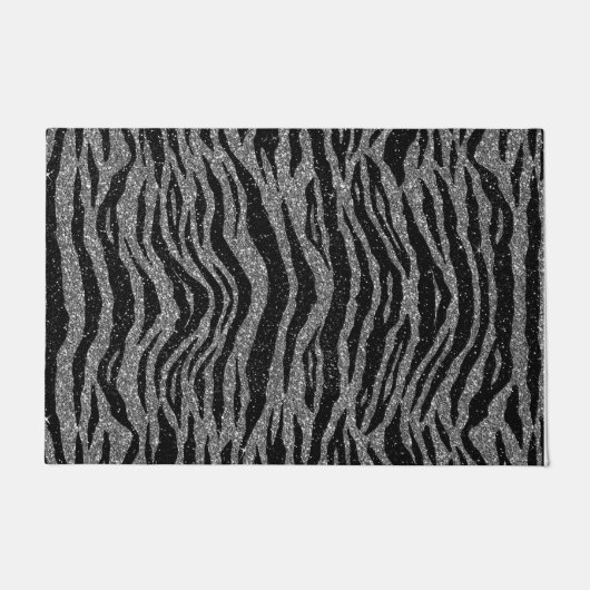 Zebrapriem Zwart en Grijs Zilver Deurmat (Voorkant)
