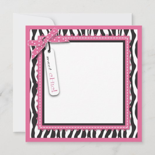 Zebraprint & Babywagentje Baby Shower Kaart (Achterkant)