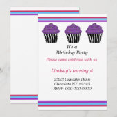 Zebraprint Cupcakes Verjaardagsfeest Uitnodiging (Voorkant / Achterkant)