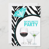 Zebraprint & diamanten vrijgezellenfeest kaart (Voorkant)