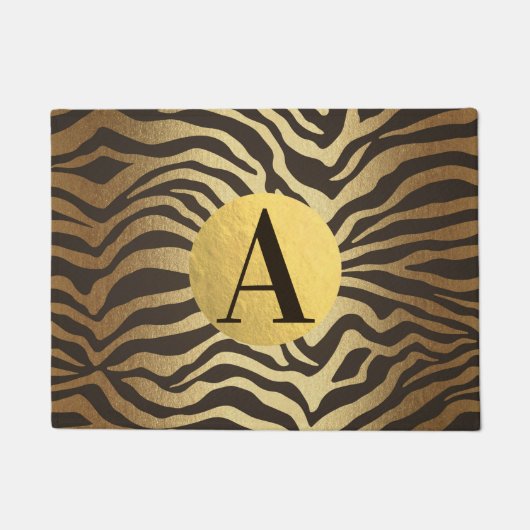 Zebraprint Dierenhuid Moderne Glam Goud Chic Deurmat (Voorkant)