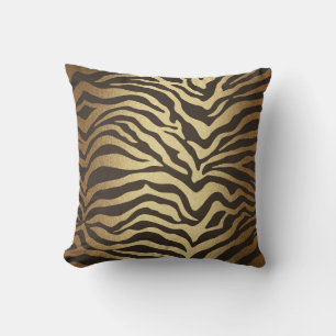 Zebraprint Dierenvachtprint Moderne glamour Goud Kussen