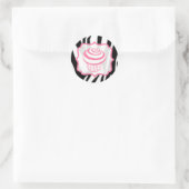 Zebraprint en roze cupcake Sticker (Tas)