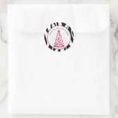 Zebraprint en roze kerstboom Sticker (Tas)
