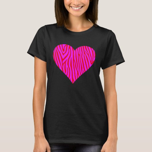 Zebraprint Hart Liefde Grafisch Cute Valentijnsdag T-shirt (Voorkant)
