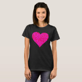 Zebraprint Hart Liefde Grafisch Cute Valentijnsdag T-shirt (Voorkant volledig)