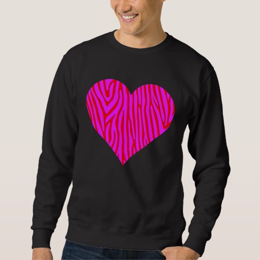 Zebraprint Hart Liefde Grafisch Cute Valentijnsdag Trui (Voorkant)