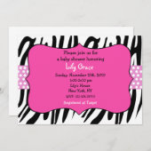 Zebraprint hotroze babyshower uitnodigingen (Voorkant / Achterkant)