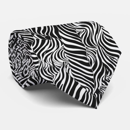 Zebraprint in zwart-wit patroon stropdas (Opgerold)