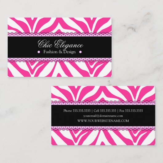 Zebraprint & Kanten Elegant Visitekaartje (Voorkant / Achterkant)
