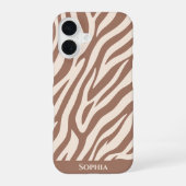 Zebraprint-Mocha Mousse iPhone 16 Hoesje (Achterkant)