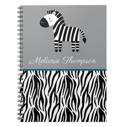 Zebraprint patroon Aangepaste naam  Notitieboek (Voorkant)
