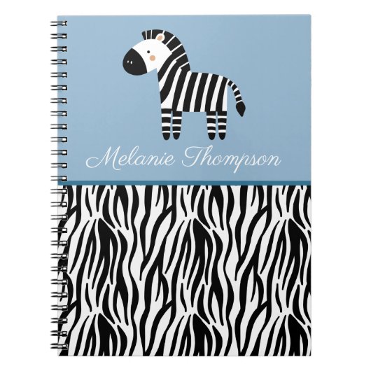 Zebraprint patroon Aangepaste naam  Notitieboek (Voorkant)