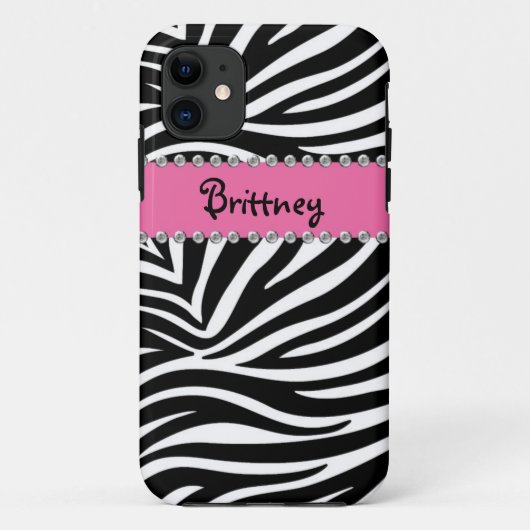 Zebraprint & Rhinestone BLING Hoesje Iphone 5 Hoes (Achterkant)