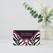 Zebraprint Roze Kant en Diamant Visitekaartje (Staand voorkant)