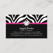 Zebraprint Roze Kant en Diamant Visitekaartje (Achterkant)