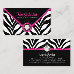 Zebraprint Roze Kant en Diamant Visitekaartje