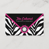 Zebraprint Roze Kant en Diamant Visitekaartje (Voorkant)