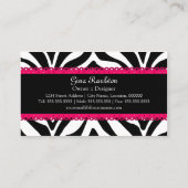 Zebraprint & Roze Kant Monogram Visitekaartje (Achterkant)