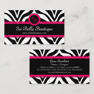 Zebraprint & Roze Kant Monogram Visitekaartje