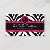 Zebraprint & Roze Kant Monogram Visitekaartje (Voorkant)