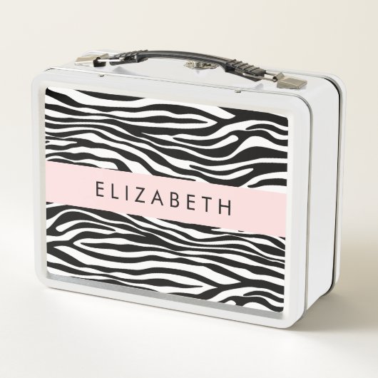 Zebraprint, strepen, zwart-wit, Jouw naam (Achterkant)