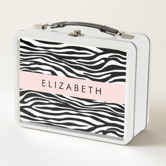 Zebraprint, strepen, zwart-wit, Jouw naam (Voorkant)