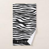 Zebraprint, strepen, zwart-wit, Jouw naam Bad Handdoek (Handdoek)