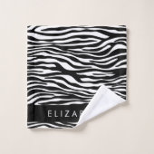 Zebraprint, strepen, zwart-wit, Jouw naam Bad Handdoek (Wasdoekje)