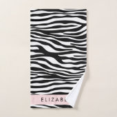 Zebraprint, strepen, zwart-wit, Jouw naam Bad Handdoek (Handdoek)