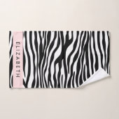 Zebraprint, strepen, zwart-wit, Jouw naam Bad Handdoek (Handdoek)