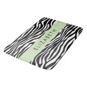 Zebraprint, strepen, zwart-wit, Jouw naam Badmat (Gekanteld)