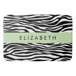 Zebraprint, strepen, zwart-wit, Jouw naam Badmat