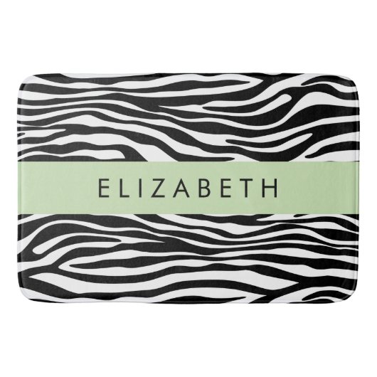 Zebraprint, strepen, zwart-wit, Jouw naam Badmat (Voorkant)