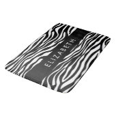 Zebraprint, strepen, zwart-wit, Jouw naam Badmat (Gekanteld)