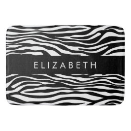 Zebraprint, strepen, zwart-wit, Jouw naam Badmat