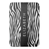 Zebraprint, strepen, zwart-wit, Jouw naam Badmat (Voorkant Verticaal)