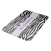 Zebraprint, strepen, zwart-wit, Jouw naam Badmat (Gekanteld)