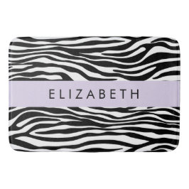 Zebraprint, strepen, zwart-wit, Jouw naam Badmat