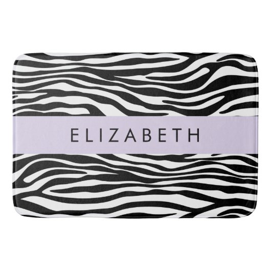 Zebraprint, strepen, zwart-wit, Jouw naam Badmat (Voorkant)