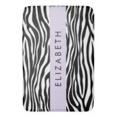 Zebraprint, strepen, zwart-wit, Jouw naam Badmat (Voorkant Verticaal)