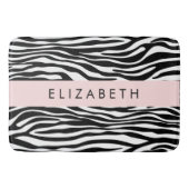 Zebraprint, strepen, zwart-wit, Jouw naam Badmat (Voorkant)