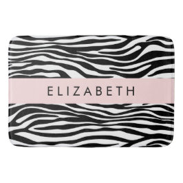 Zebraprint, strepen, zwart-wit, Jouw naam Badmat
