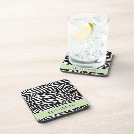 Zebraprint, strepen, zwart-wit, Jouw naam Bier Onderzetter