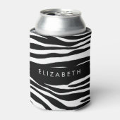 Zebraprint, strepen, zwart-wit, Jouw naam Blikjeskoeler (Blikje Voorkant)
