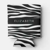 Zebraprint, strepen, zwart-wit, Jouw naam Blikjeskoeler (Achterkant)