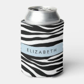 Zebraprint, strepen, zwart-wit, Jouw naam Blikjeskoeler (Blikje Voorkant)