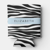 Zebraprint, strepen, zwart-wit, Jouw naam Blikjeskoeler (Achterkant)