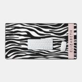 Zebraprint, strepen, zwart-wit, Jouw naam Bureaumat (Keyboard & Muis)