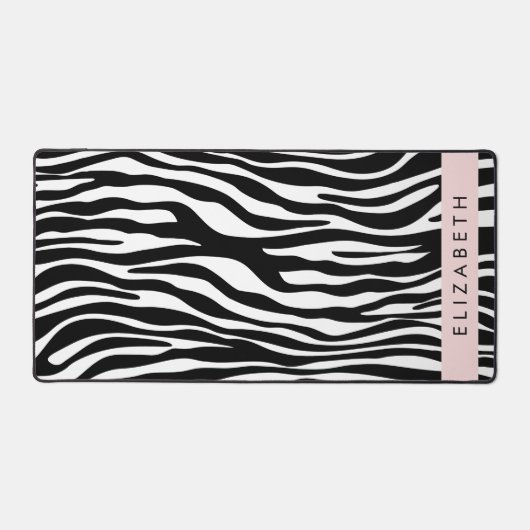 Zebraprint, strepen, zwart-wit, Jouw naam Bureaumat (Voorkant)